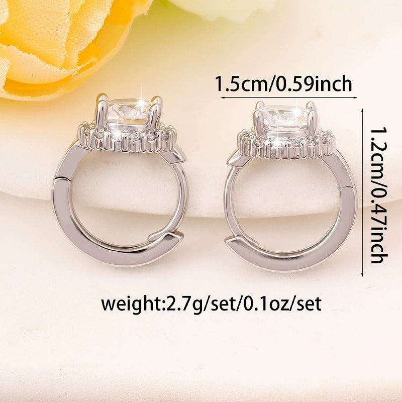 Flowers For Women Earrings With Copper Studs Featuring Bezel Setting And Zircon Inlay