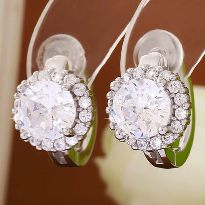 Flowers For Women Earrings With Copper Studs Featuring Bezel Setting And Zircon Inlay