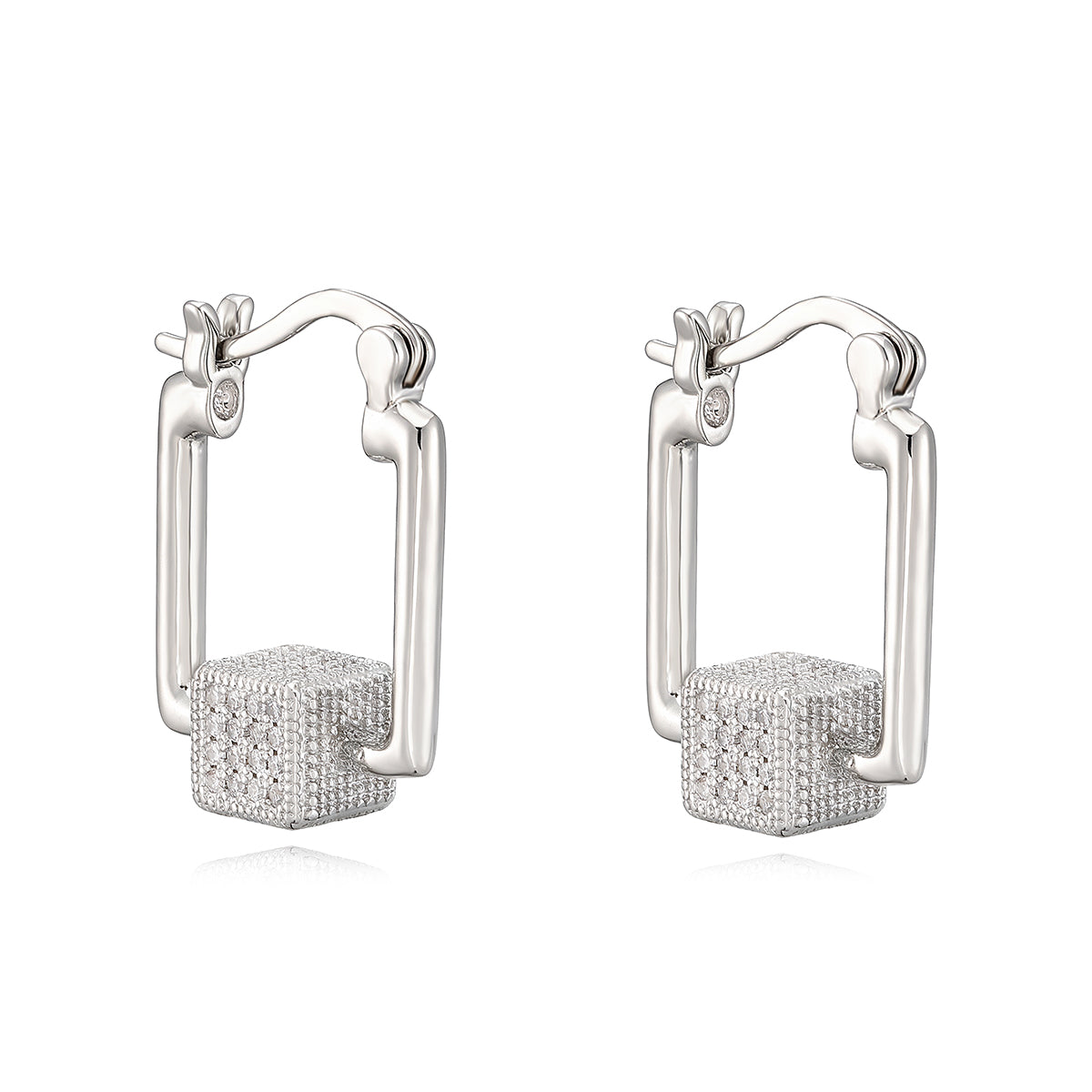 Geometric Electroplated Copper Earrings For Women With 18K Real Gold Plated Water Plating And Zircon Inlay
