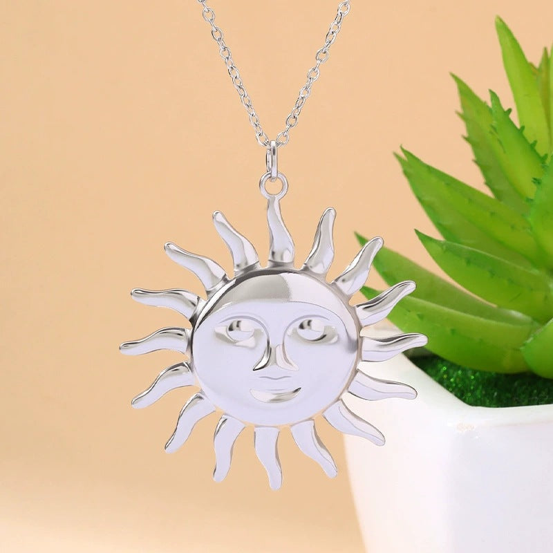 Gold Sun Necklace For Women Featuring Copper Pendant Material