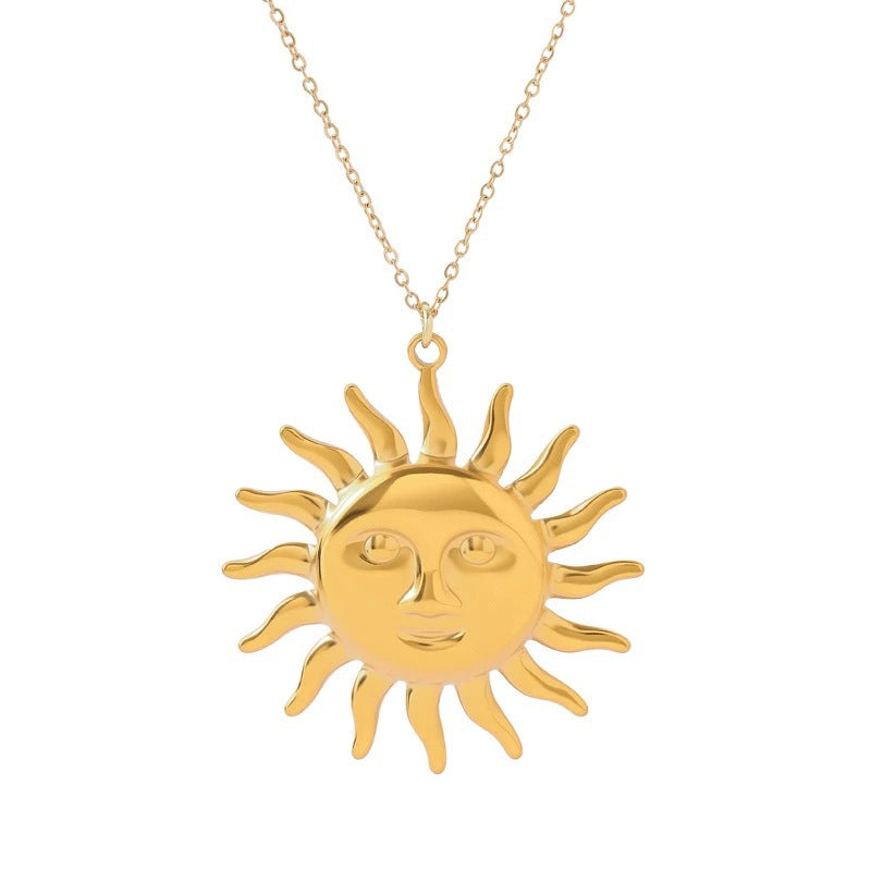 Gold Sun Necklace For Women Featuring Copper Pendant Material