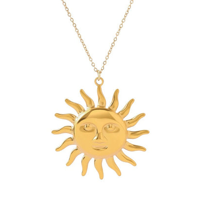 Gold Sun Necklace For Women Featuring Copper Pendant Material