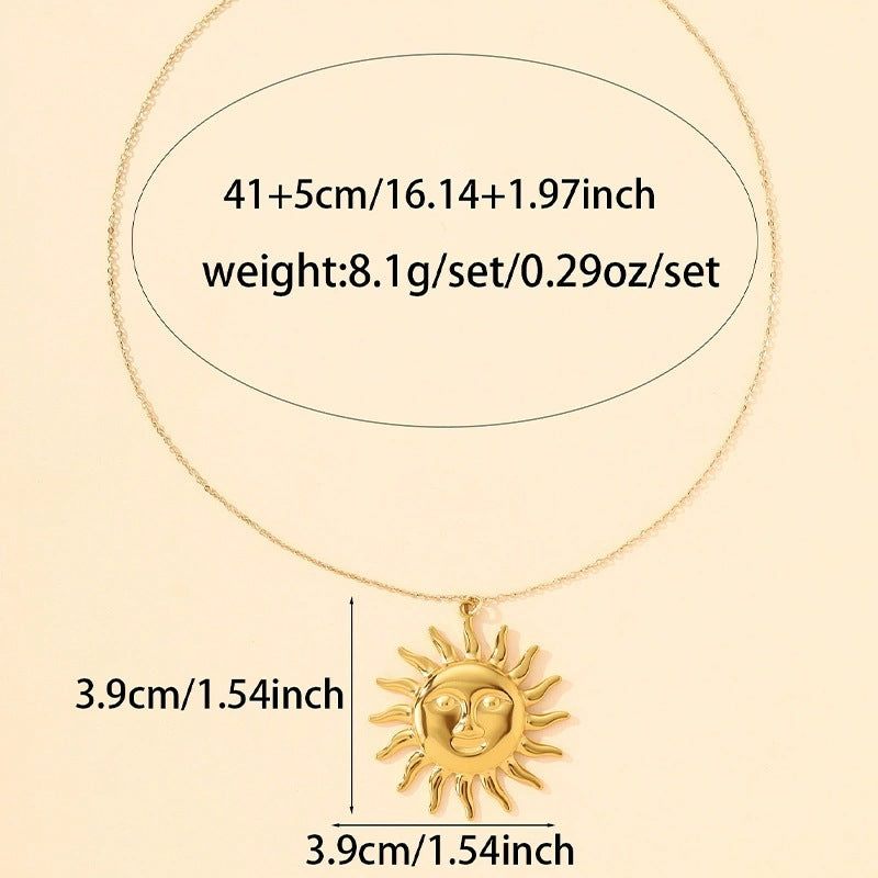 Gold Sun Necklace For Women Featuring Copper Pendant Material