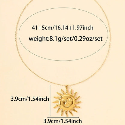 Gold Sun Necklace For Women Featuring Copper Pendant Material