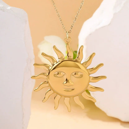 Gold Sun Necklace For Women Featuring Copper Pendant Material