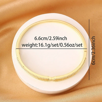Irregular Inlay Copper Bangle With Zircon, Electroplated Gold Plating, For Women