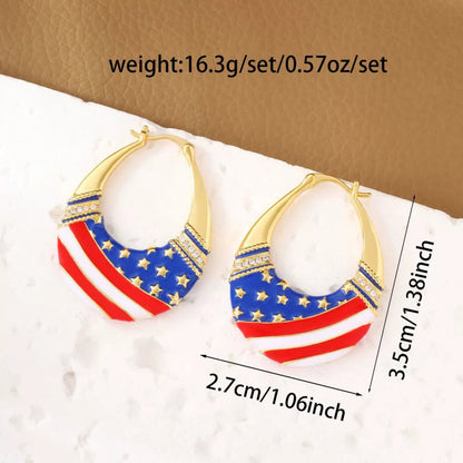 American Flag Stud Earrings For Women In Electroplated Copper, Perfect For Independence Day Celebration