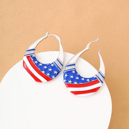 American Flag Stud Earrings For Women In Electroplated Copper, Perfect For Independence Day Celebration