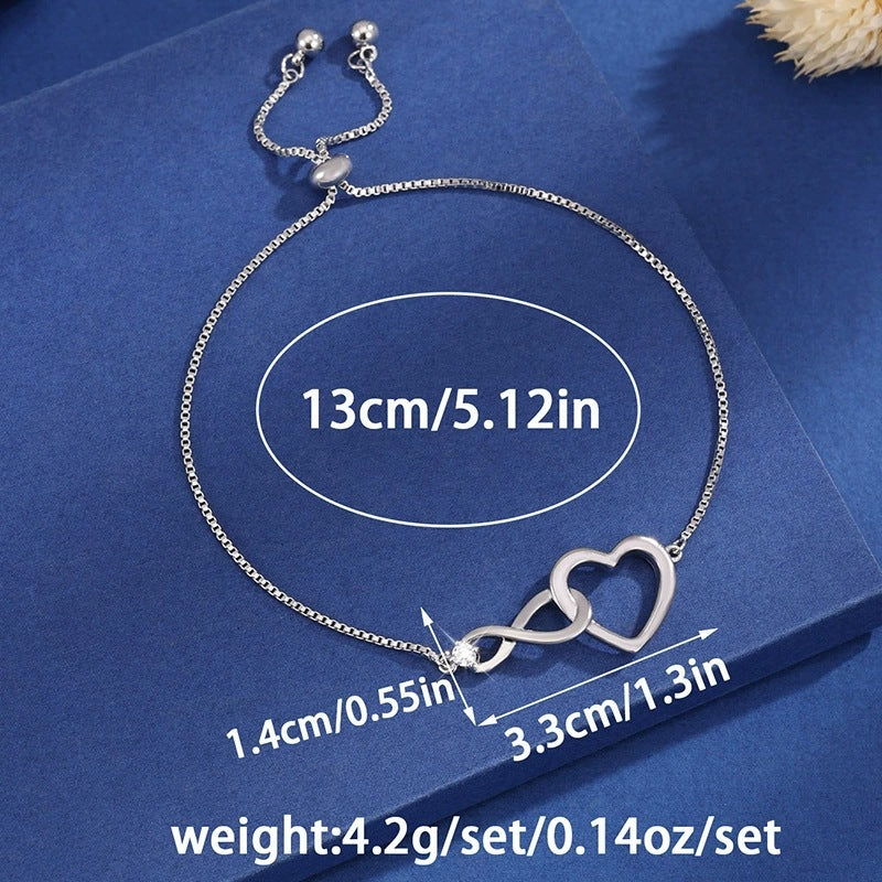 Romantic Heart Shape Copper Bracelet For Women With White Electroplated Gold Plating