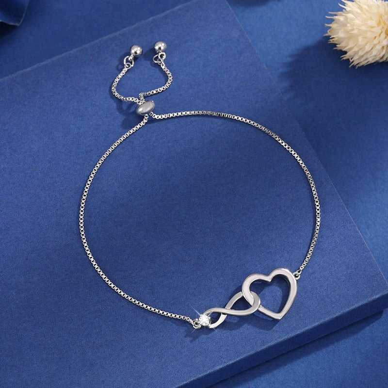Romantic Heart Shape Copper Bracelet For Women With White Electroplated Gold Plating