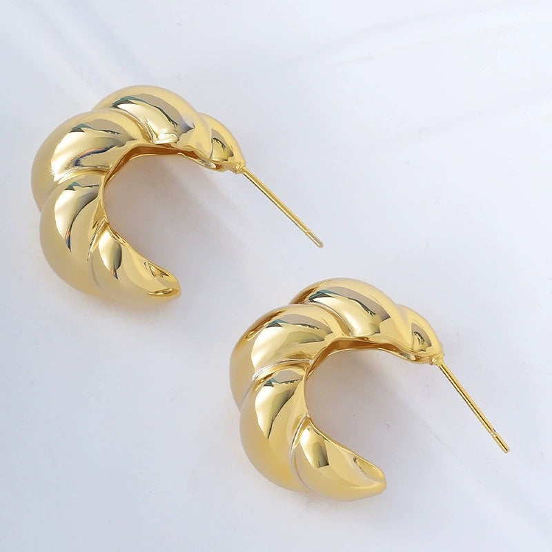 Geometric Earrings For Women Featuring Electroplated Gold Finish And Copper Studs