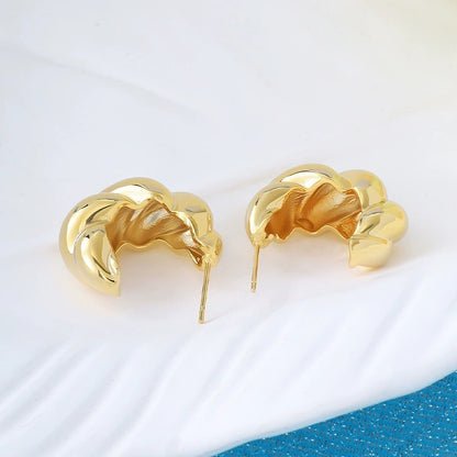 Geometric Earrings For Women Featuring Electroplated Gold Finish And Copper Studs