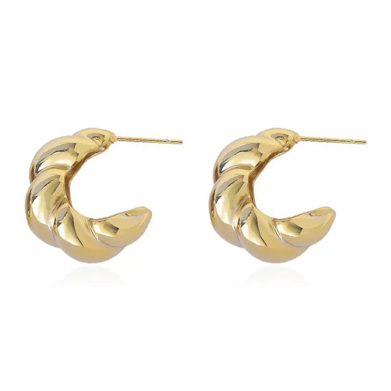 Geometric Earrings For Women Featuring Electroplated Gold Finish And Copper Studs