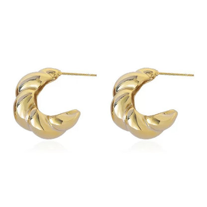 Geometric Earrings For Women Featuring Electroplated Gold Finish And Copper Studs