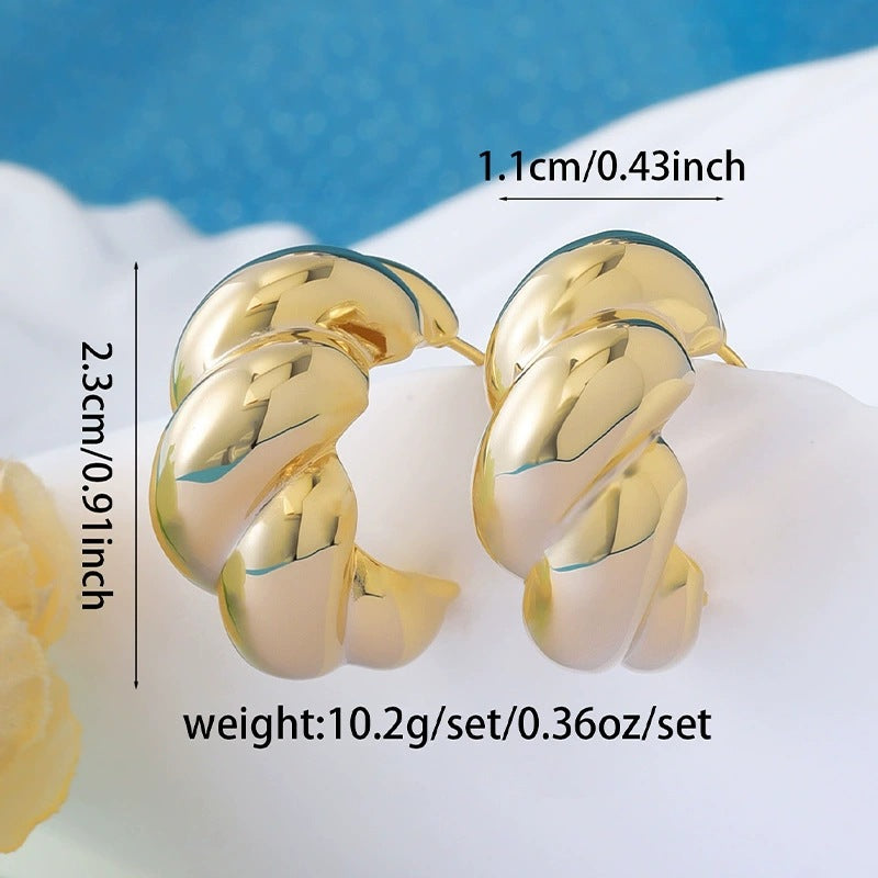 Geometric Earrings For Women Featuring Electroplated Gold Finish And Copper Studs