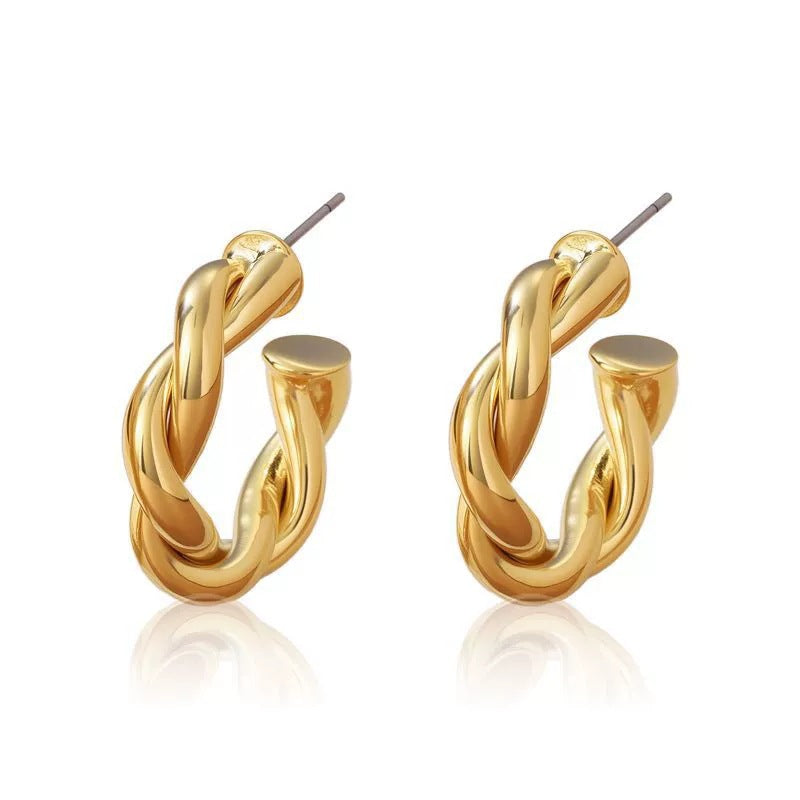Twist Stud Earrings For Women In Copper Featuring Retro Style