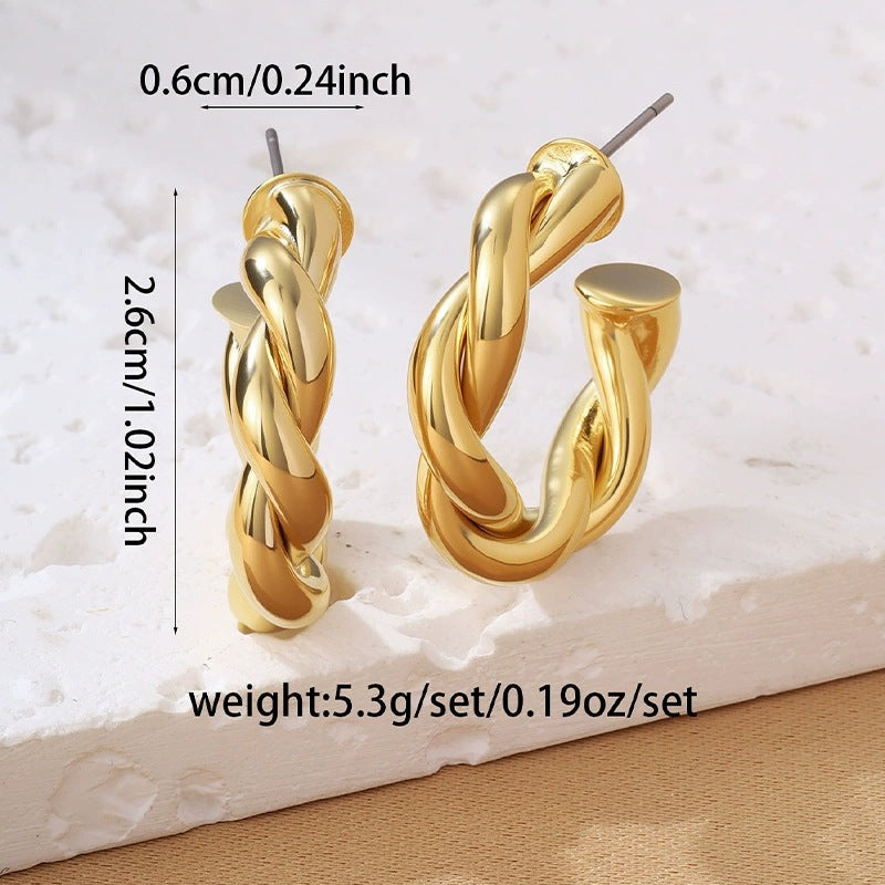 Twist Stud Earrings For Women In Copper Featuring Retro Style