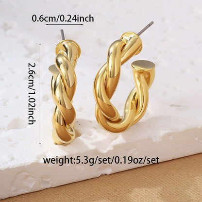Twist Stud Earrings For Women In Copper Featuring Retro Style