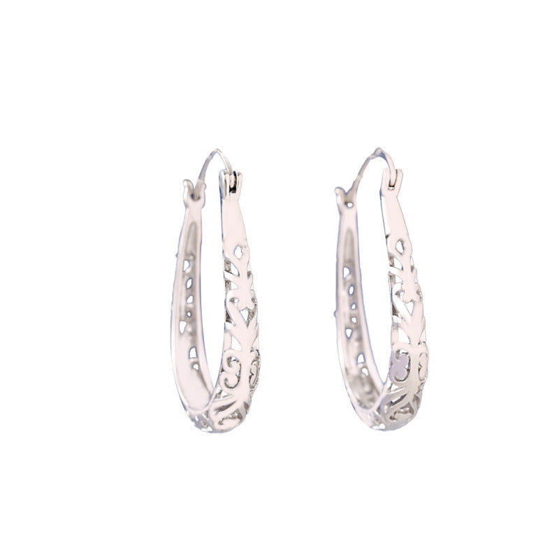 Irregular Stud Earrings For Women Featuring Electroplated Platinum Plated Design With Copper Ear Pins