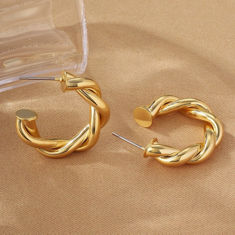 Twist Stud Earrings For Women In Copper Featuring Retro Style