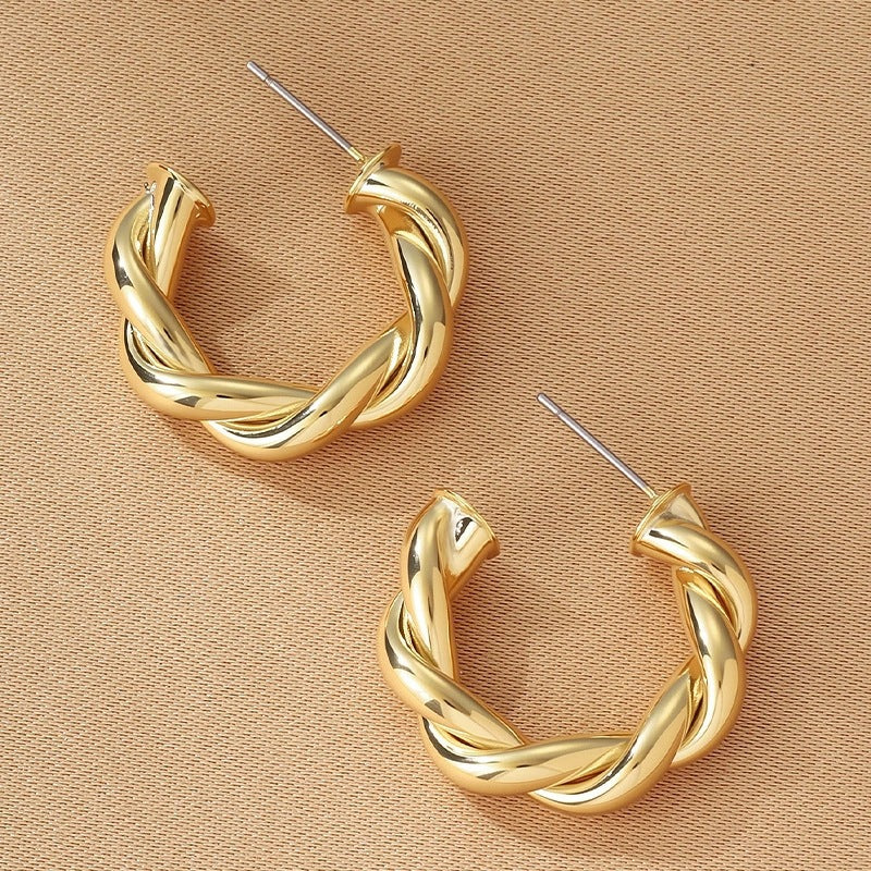 Twist Stud Earrings For Women In Copper Featuring Retro Style