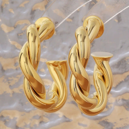Twist Stud Earrings For Women In Copper Featuring Retro Style