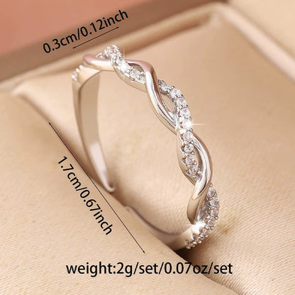 Irregular Braid Open Rings For Women In Electroplated Copper With Zircon Inlay