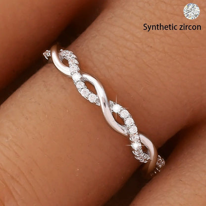 Irregular Braid Open Rings For Women In Electroplated Copper With Zircon Inlay