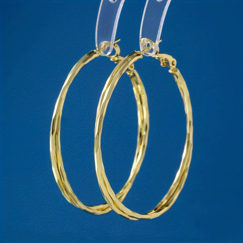 Exaggerated Geometric Earrings For Women In Copper With Electroplated Finish And Copper Ear Pins