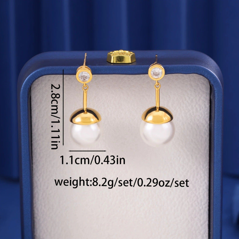 Tassel Stud Earrings For Women Featuring Copper Material And Artificial Pearl Inlay