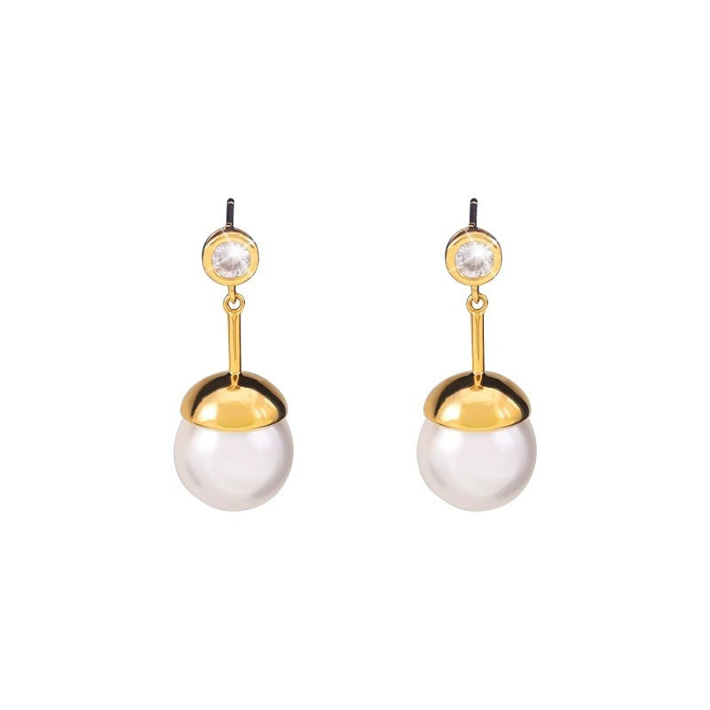 Tassel Stud Earrings For Women Featuring Copper Material And Artificial Pearl Inlay