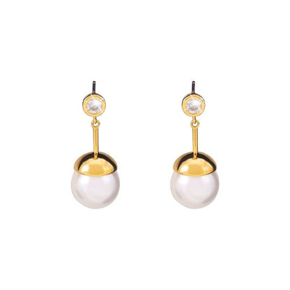 Tassel Stud Earrings For Women Featuring Copper Material And Artificial Pearl Inlay