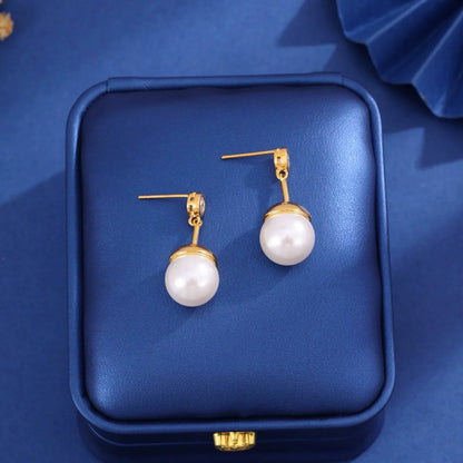 Tassel Stud Earrings For Women Featuring Copper Material And Artificial Pearl Inlay