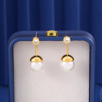 Tassel Stud Earrings For Women Featuring Copper Material And Artificial Pearl Inlay