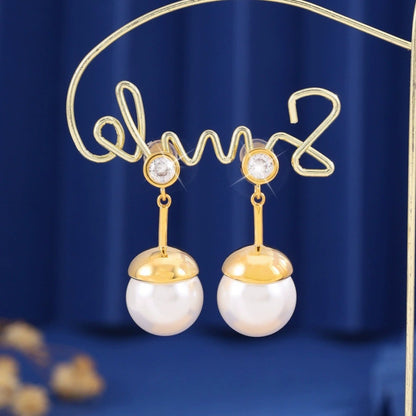 Tassel Stud Earrings For Women Featuring Copper Material And Artificial Pearl Inlay