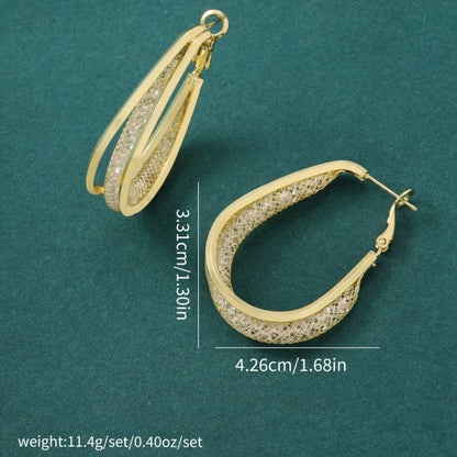 Grid Stud Earrings For Women Featuring Electroplated Finish With Copper Ear Pins