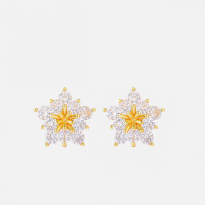 Snowflake Stud Earrings For Women In Silver Featuring Copper Ear Pins