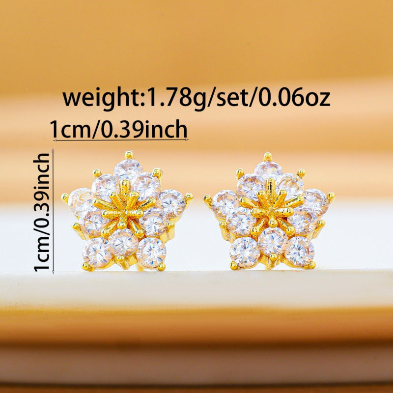 Snowflake Stud Earrings For Women In Silver Featuring Copper Ear Pins