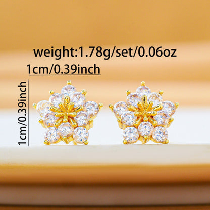 Snowflake Stud Earrings For Women In Silver Featuring Copper Ear Pins