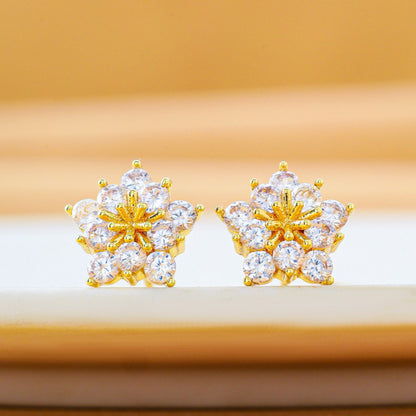 Snowflake Stud Earrings For Women In Silver Featuring Copper Ear Pins
