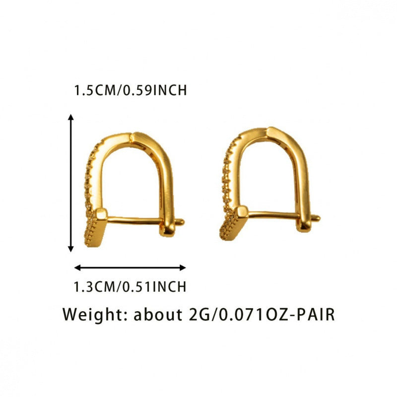 Geometric Stud Earrings For Women Featuring Copper Ear Pins And Zircon Inlay