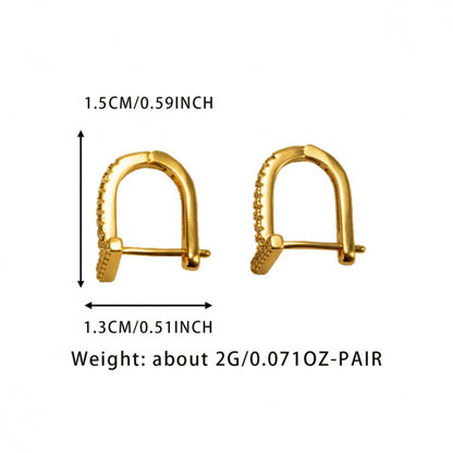 Geometric Stud Earrings For Women Featuring Copper Ear Pins And Zircon Inlay