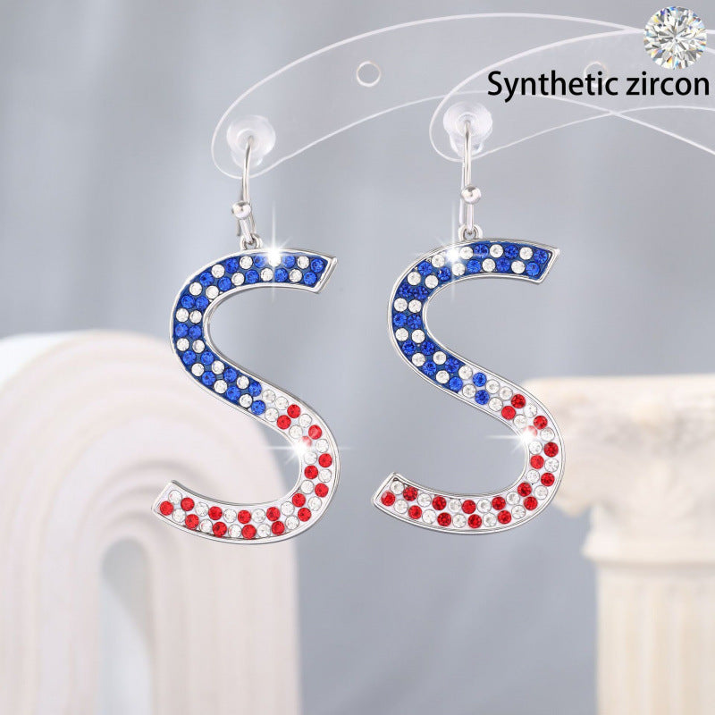 American Flag Stud Earrings For Women Featuring Electroplated Design With Copper Ear Pins