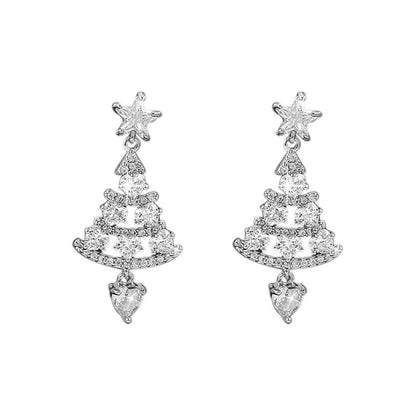 Christmas Bell Stud Earrings For Women Featuring Copper Material And Rhinestone Inlay