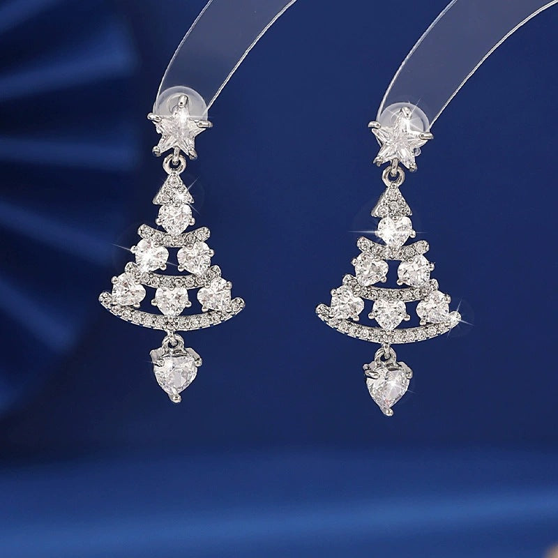 Christmas Bell Stud Earrings For Women Featuring Copper Material And Rhinestone Inlay