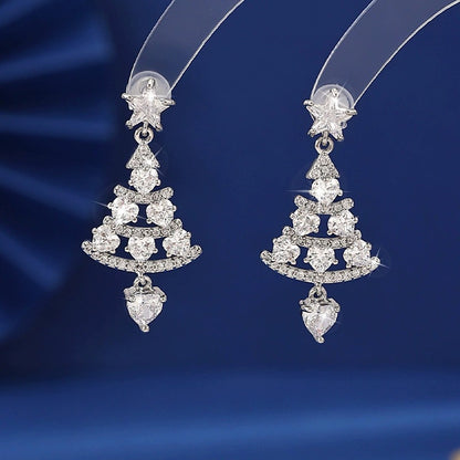 Christmas Bell Stud Earrings For Women Featuring Copper Material And Rhinestone Inlay