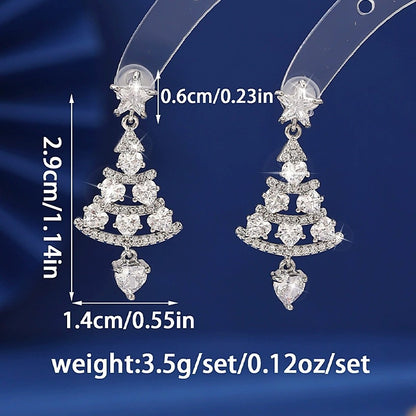 Christmas Bell Stud Earrings For Women Featuring Copper Material And Rhinestone Inlay