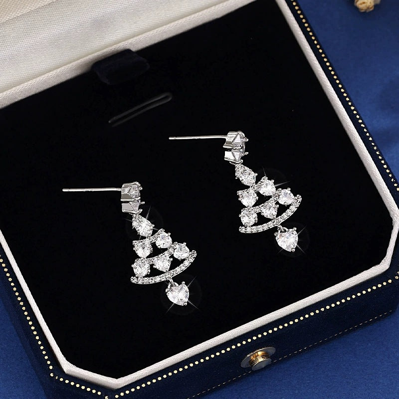 Christmas Bell Stud Earrings For Women Featuring Copper Material And Rhinestone Inlay
