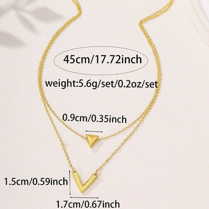 Trillion-cut Necklace For Women With Copper Pendant Featuring Electroplated Gold Plating And Zircon Inlay