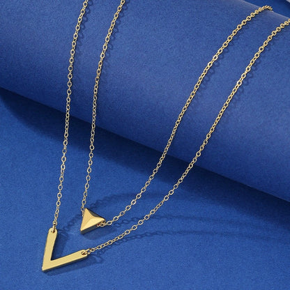 Trillion-cut Necklace For Women With Copper Pendant Featuring Electroplated Gold Plating And Zircon Inlay